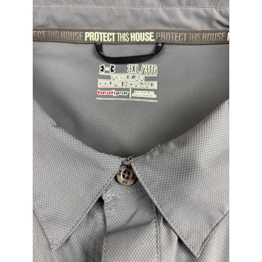 NWT Under Armour HeatGear Men's 3XL Gray Short Sleeve Button Down Fishing Shirt - Picture 2 of 6